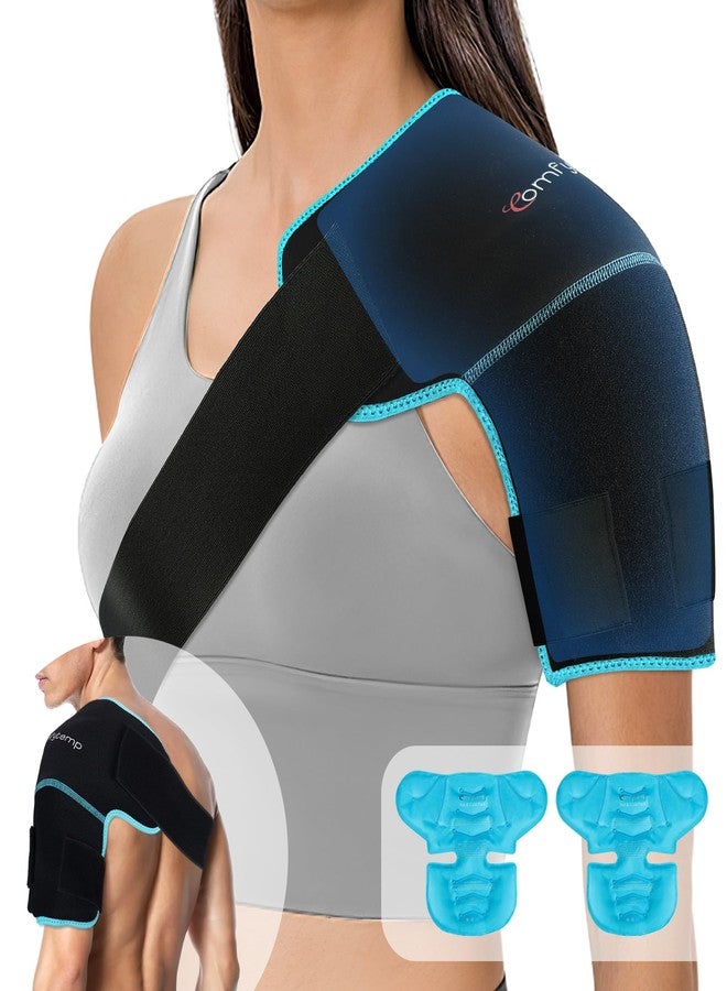 Comfytemp Shoulder Ice Pack Wrap Shoulder Brace Compression Sleeve for Shoulders Pain Relief, 2 Gel Ice Packs for Injuries Reusable, Cold Therapy for Rotator Cuff Recovery, Fathers Day Dad Gifts Men - Image 1