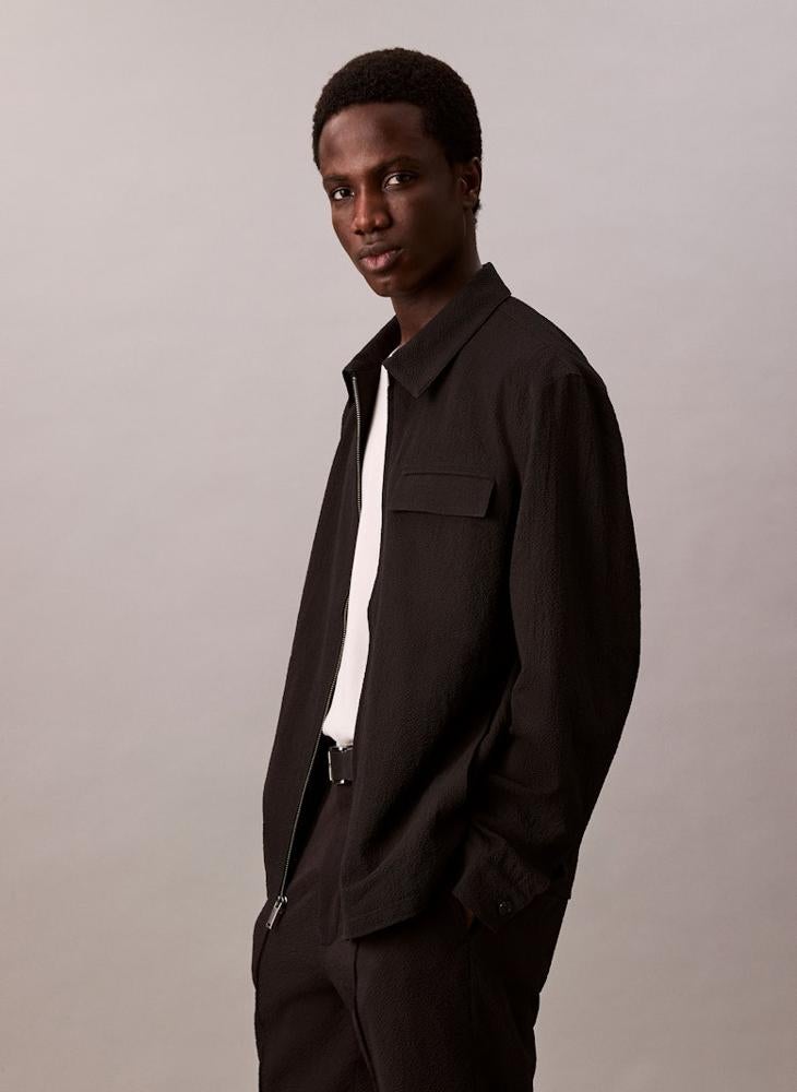 CALVIN KLEIN Long Sleeve Seersucker Shirt Jacket - Image 3