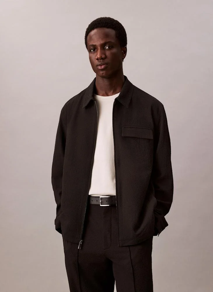 CALVIN KLEIN Long Sleeve Seersucker Shirt Jacket
