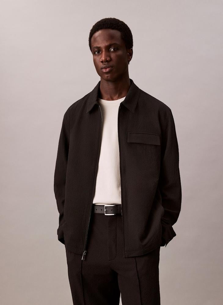 CALVIN KLEIN Long Sleeve Seersucker Shirt Jacket - Image 1