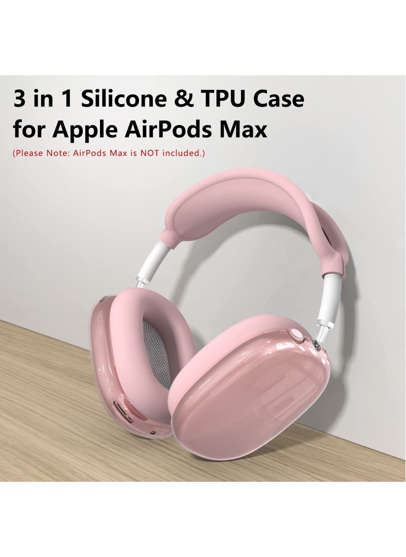 Generic - Silicone Cases Suitable for Apple AirPods Max 3-in-1 Headphones Anti-Scratch Clear Soft TPU Ear Cups Cover Headband Cover and Ear Pad Protector Case Skin Accessories (Pink) - Image 1