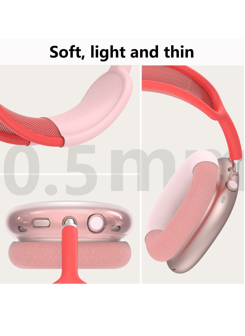 Generic - Silicone Cases Suitable for Apple AirPods Max 3-in-1 Headphones Anti-Scratch Clear Soft TPU Ear Cups Cover Headband Cover and Ear Pad Protector Case Skin Accessories (Pink) - Image 1