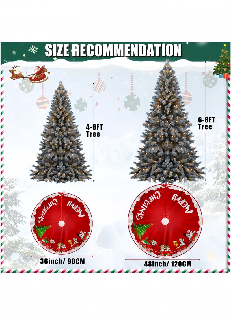 جيجيرو تنورة شجرة عيد الميلاد 48 بوصة، قماش أحمر أبيض، غطاء قاعدة تنورة شجرة عيد الميلاد، ديكورات لحفلات عيد الميلاد والعطلات والحديقة المنزلية - Image 3