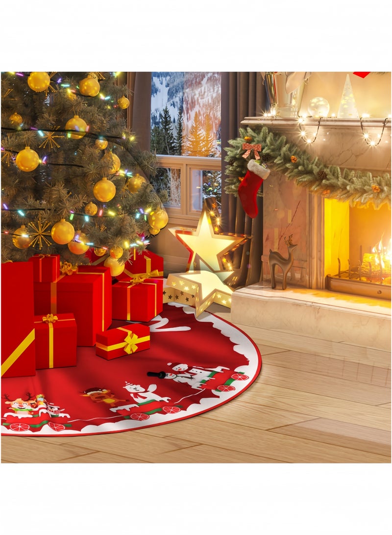 جيجيرو تنورة شجرة عيد الميلاد 48 بوصة، قماش أحمر أبيض، غطاء قاعدة تنورة شجرة عيد الميلاد، ديكورات لحفلات عيد الميلاد والعطلات والحديقة المنزلية - Image 5