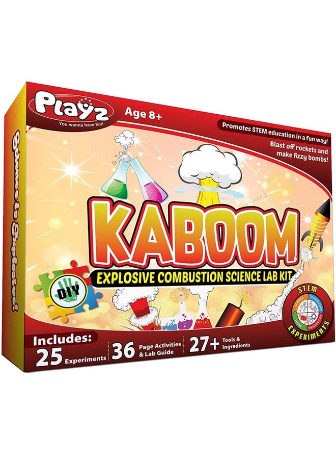 Playz - Kaboom! 50+ Explosive Science Experiments Kit For Kids Age 8-12 With 25 Playz Lab Token Experiments - Chemistry Set Stem Learning & Educational Toys & Gifts For Boys, Girls, Teenagers & Kids - Image 1