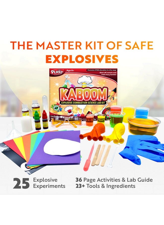 Playz - Kaboom! 50+ Explosive Science Experiments Kit For Kids Age 8-12 With 25 Playz Lab Token Experiments - Chemistry Set Stem Learning & Educational Toys & Gifts For Boys, Girls, Teenagers & Kids - Image 1