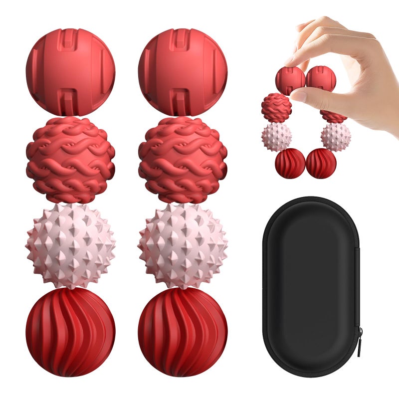 XYOFUN 8Pcs Silicone Magnetic Fidget Toys Silicone Sensory Ball Textured Sensory Stress Relief Balls Desk Toy for Office Home Cool for Men Women Age 14 Pink - Image 3