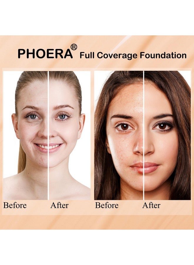 Hilareco PHOERA Foundation, Full Coverage Foundation, PHOERA Primer, PHOERA Makeup Set, Flat Top Kabuki Makeup Brushes Foundation Brush Powder Brush,2 Pcs Makeup Sponge (102 Nude + 104 Buff Beige) - Image 4