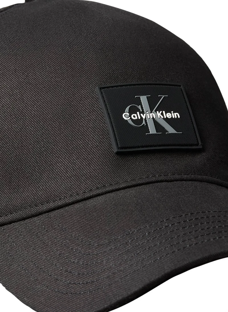 CALVIN KLEIN Black Monogram Rubber Patch Baseball Cap for Men | Best Price UAE