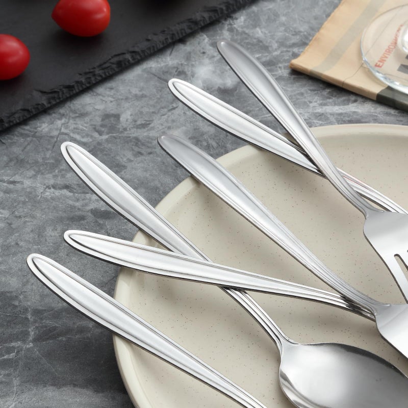 Unokit 24-Piece Forks and Spoons Set - Forks and Spoons Food Grade Stainless Steel Silverware for Home, Kitchen and Restaurant, 12-Fork and 12-Spoon, Mirror Polished&Dishwasher Safe - Image 4