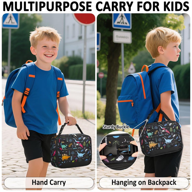 Tenot Lunch Box Kids Insulated Lunch Bag for Boys Girls Cute Reusable Lunch Tote Bag Waterproof Portable Thermal Lunch Box Kids for School Picnic Travel Dinosaur - Image 5