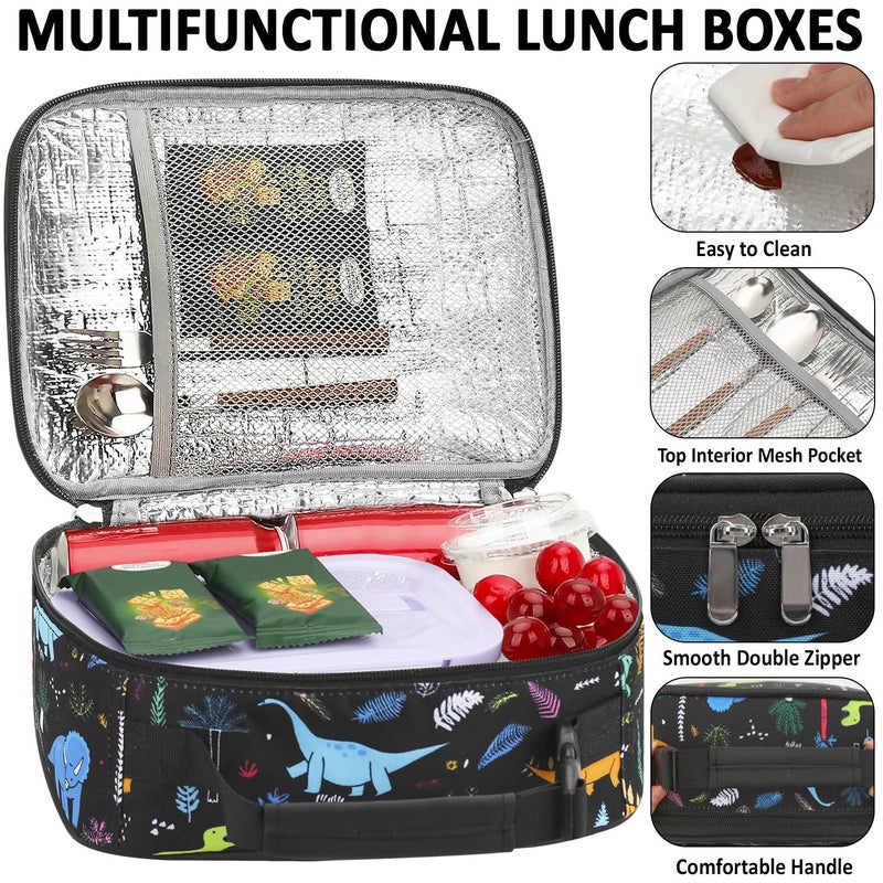 Tenot Lunch Box Kids Insulated Lunch Bag for Boys Girls Cute Reusable Lunch Tote Bag Waterproof Portable Thermal Lunch Box Kids for School Picnic Travel Dinosaur - Image 4