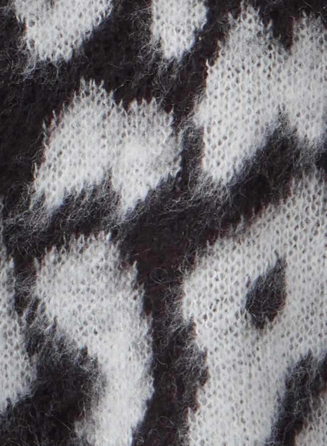 Benetton Girls Animal Print Sweater In Wool Blend - Image 3
