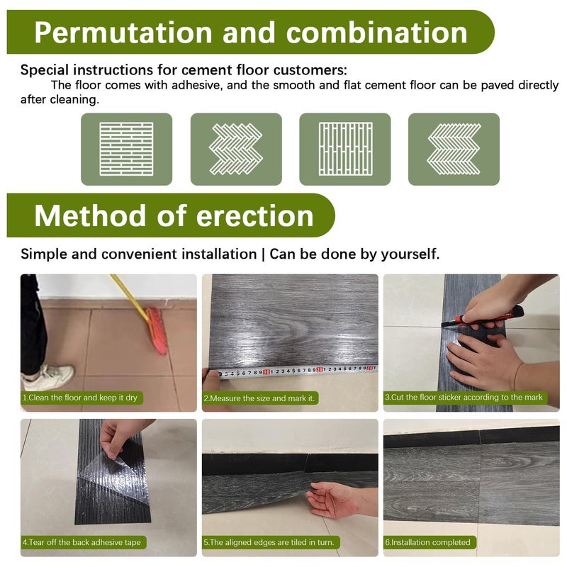 Sun Bird Flooring Tile Peel & Stick Floor Tile Self Adhesive Vinyl Plank Waterproof Tile Sticker for DIY Bedroom, Living Room, Kitchen 15.24 x 91.44 cm (15) - Image 2