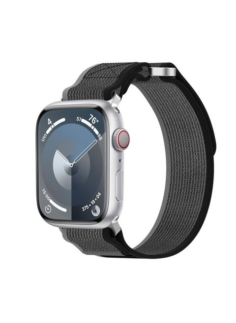 Replacement Strap For Apple Watch Ultra 49mm Double Hook and Loop Faster Nylon Watch Band Black+Grey