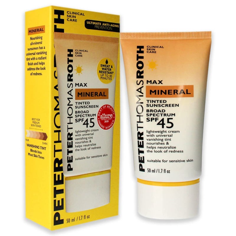 Peter Thomas Roth | Max Mineral Tinted Sunscreen Broad Spectrum SPF 45 | Tinted Moisturizer with SPF, Water-Resistant Mineral Sunscreen For Sensitive Skin, 1.7 Fl Oz - Image 3