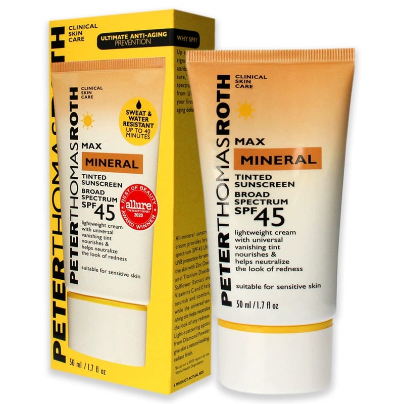 Peter Thomas Roth | Max Mineral Tinted Sunscreen Broad Spectrum SPF 45 | Tinted Moisturizer with SPF, Water-Resistant Mineral Sunscreen For Sensitive Skin, 1.7 Fl Oz - Image 4