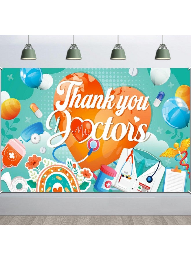 HOWAF Thank You Doctors Party Backdrop Banner, Doctor Appreciation Week Banner for Happy Doctors Day Party Decorations,Happiness Thank You Doctors Banner for Office Party Decorations - Image 1