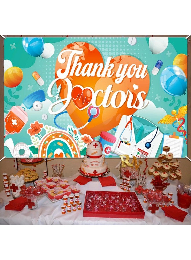 HOWAF Thank You Doctors Party Backdrop Banner, Doctor Appreciation Week Banner for Happy Doctors Day Party Decorations,Happiness Thank You Doctors Banner for Office Party Decorations - Image 5
