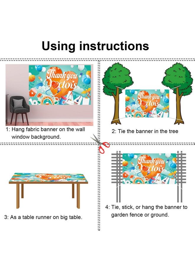 HOWAF Thank You Doctors Party Backdrop Banner, Doctor Appreciation Week Banner for Happy Doctors Day Party Decorations,Happiness Thank You Doctors Banner for Office Party Decorations - Image 3