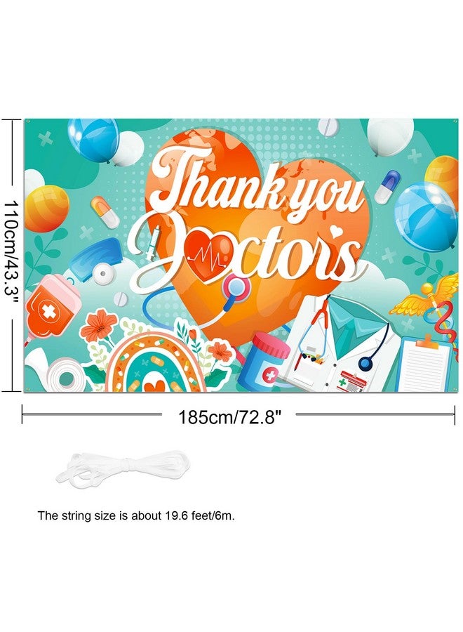 HOWAF Thank You Doctors Party Backdrop Banner, Doctor Appreciation Week Banner for Happy Doctors Day Party Decorations,Happiness Thank You Doctors Banner for Office Party Decorations - Image 2