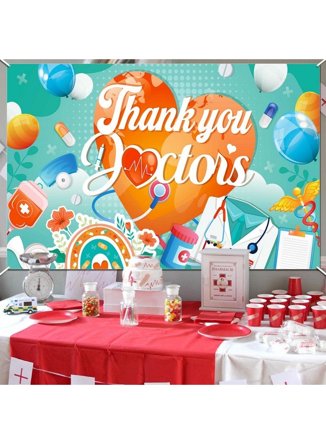HOWAF Thank You Doctors Party Backdrop Banner, Doctor Appreciation Week Banner for Happy Doctors Day Party Decorations,Happiness Thank You Doctors Banner for Office Party Decorations - Image 4