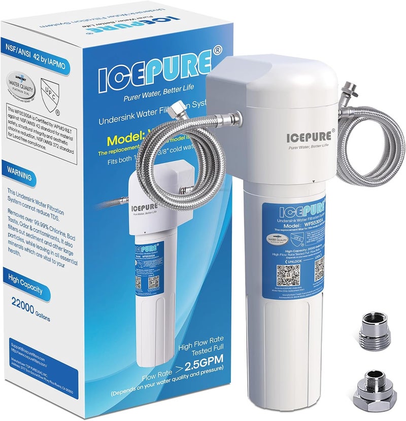 ICEPURE Under Sink Water Filter System, 3 Years or 22000 Gallons Ultra High Life NSF/ANSI 42 Certified, Removes Heavy Metals,Chlorine,Direct Connect Under Counter Drinking Water System, USA Tech - Image 1