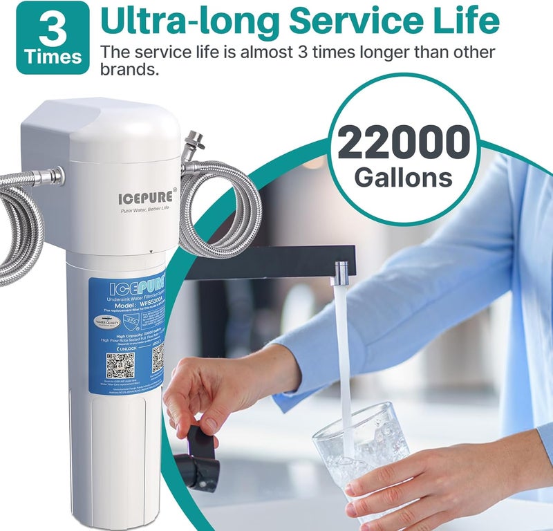 ICEPURE Under Sink Water Filter System, 3 Years or 22000 Gallons Ultra High Life NSF/ANSI 42 Certified, Removes Heavy Metals,Chlorine,Direct Connect Under Counter Drinking Water System, USA Tech - Image 2