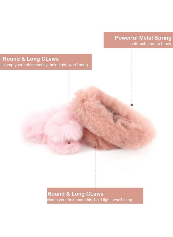 Ondder - 6 Pcs Fuzzy Hair Clips Big Claw Clips For Women Hair Claw Clips For Winter Claw Clips For Thick Hair Non Slip Clips Strong Hold Big Fluffy Hair Clips For Girls - Image 1