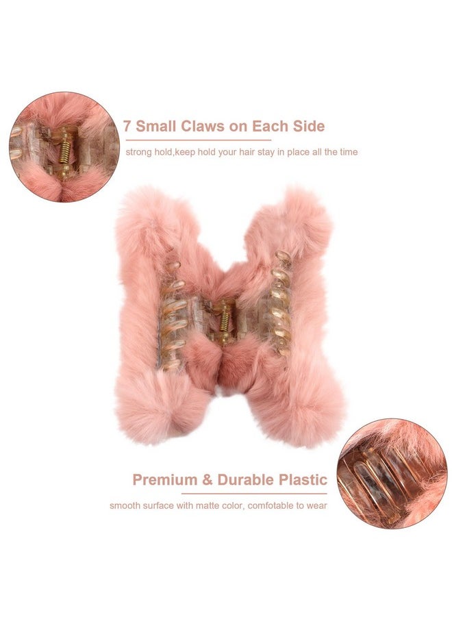 Ondder - 6 Pcs Fuzzy Hair Clips Big Claw Clips For Women Hair Claw Clips For Winter Claw Clips For Thick Hair Non Slip Clips Strong Hold Big Fluffy Hair Clips For Girls - Image 1
