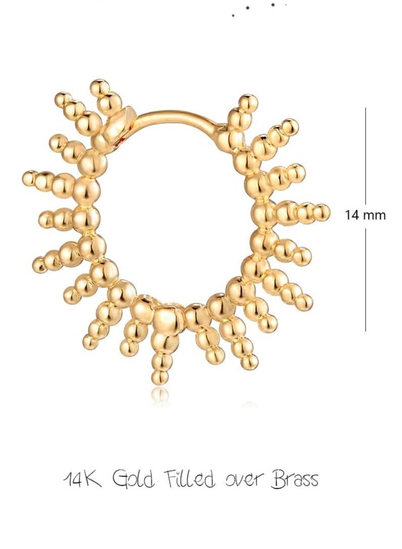 المرأة Huggie أقراط الذهب هوب النائم 14K الذهب شغل صغيرة بسيطة اليدوية هيبوالرجينيك مجوهرات يومية - Image 5