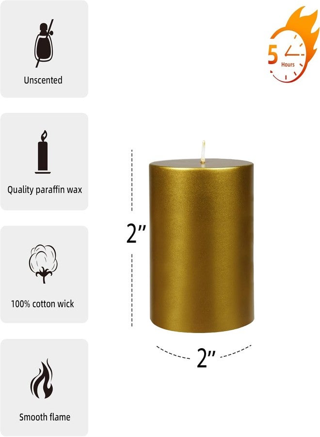 Luces Set of 4 Round Golden Pillar Candles Pastel Colour Smokeless Candles Perfect for Weddings Birthday Parties Spa Church Home Décor Gift Valentines - Image 5