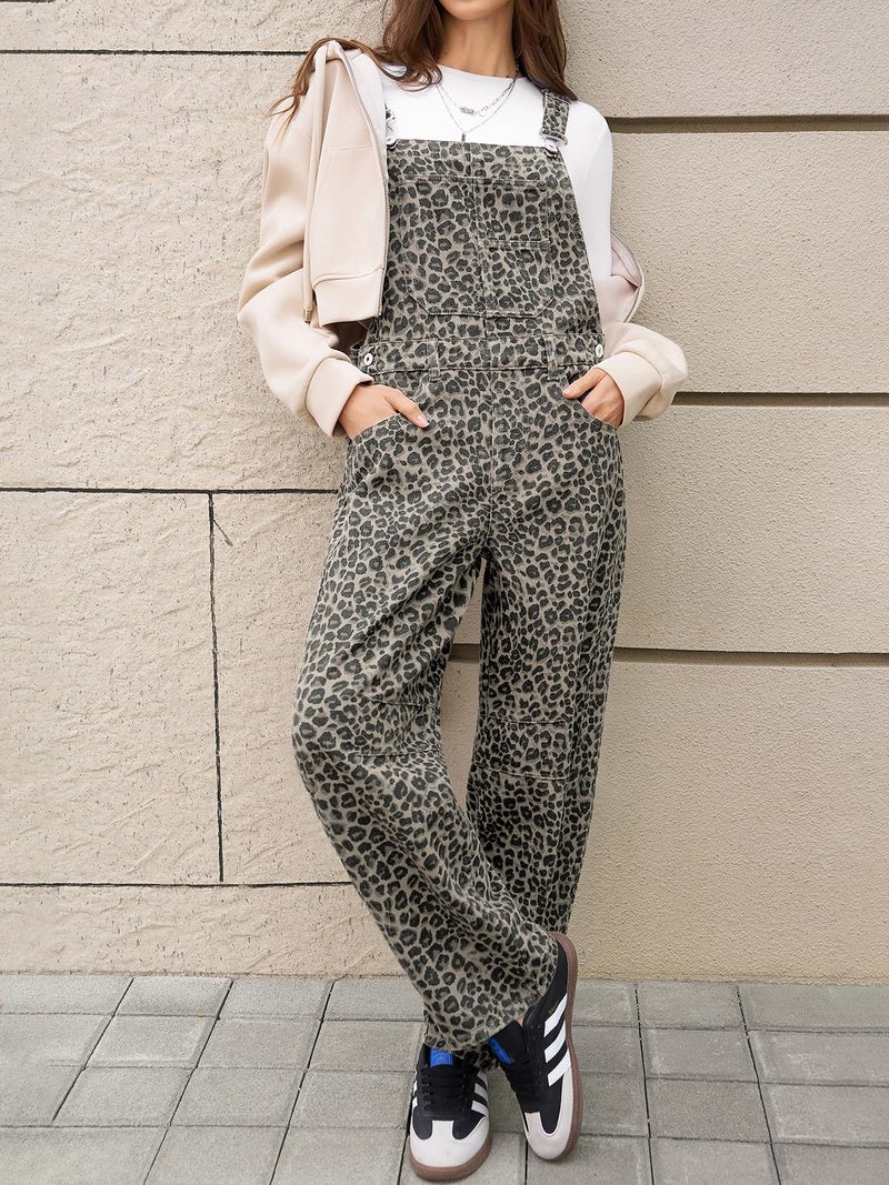PLNOTME Womens Denim Bib Overalls Barrel Leg Adjustable Strap Jean Pants Jumpsuits with Pockets - Image 5
