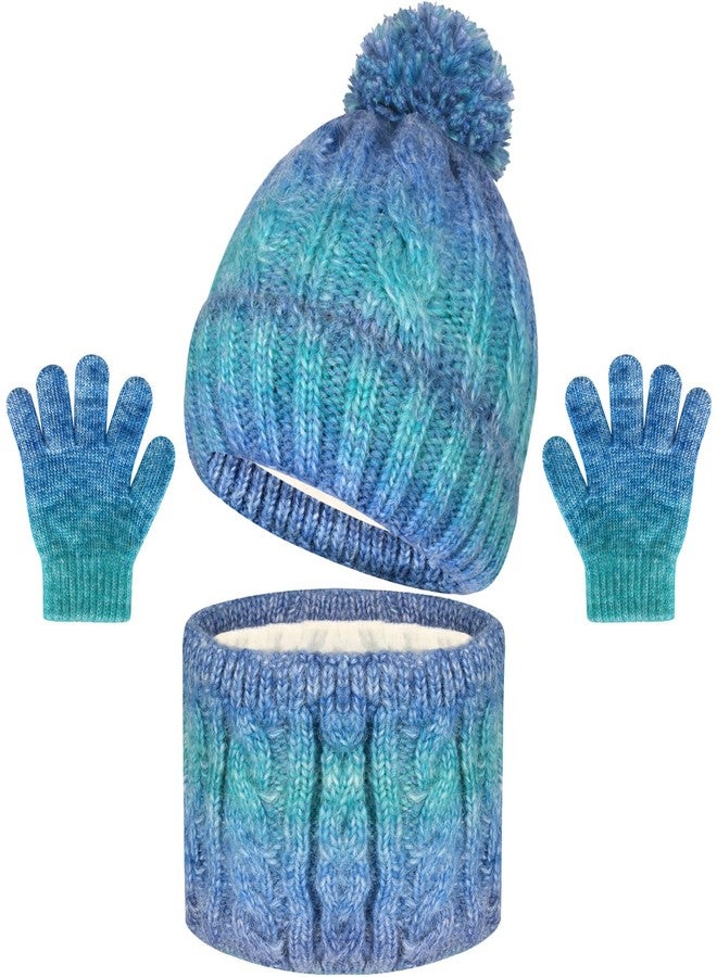 LeeLoon Kids Winter Hat Scarf Gloves Set, Kids Beanie Hat Neck Scarf Mittens with Thick Warm Fleece for Boy Girl 3-10 Years Old - Image 1