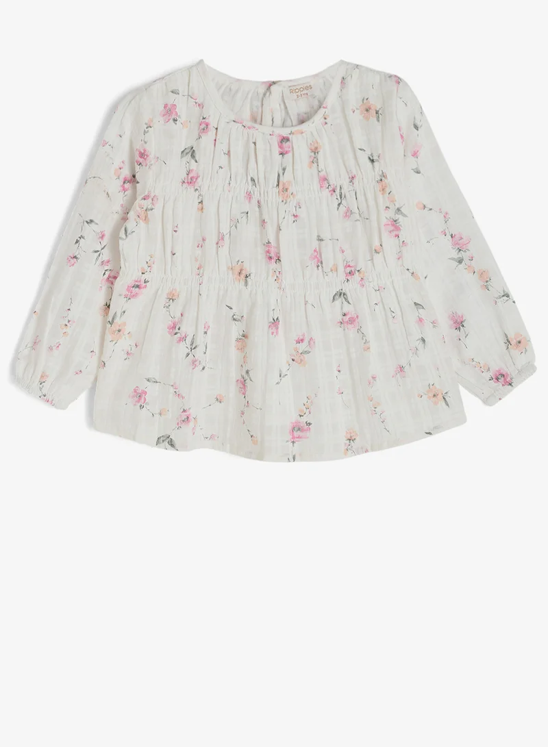 ريبلز مع نمشي Girls Long Sleeves Floral  Dress