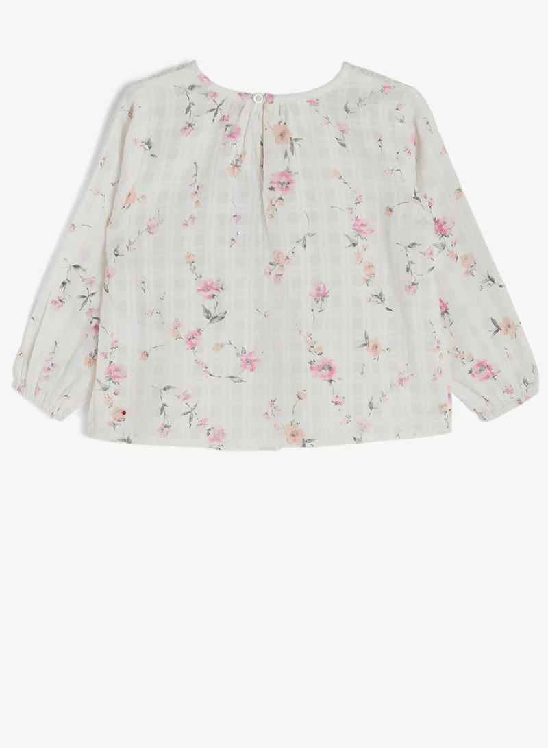 ريبلز مع نمشي Girls Long Sleeves Floral  Dress