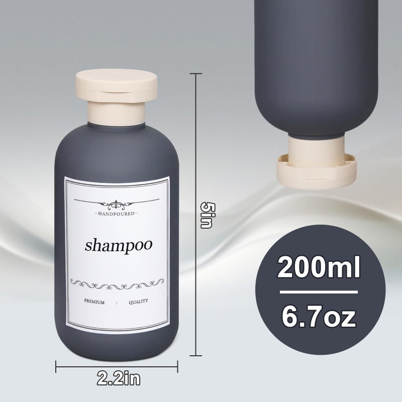 Asevat 6.7Oz Sealed Plastic Travel Shampoo Bottles  Travel Shampoo And Conditioner Bottles Refillable  Empty Squeeze Bottle  Hand Soap Dispenser For Vacation  Gym  Home(Bluenavygrey) - Image 4
