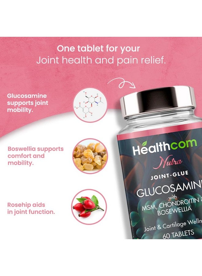 Healthcom راحة آلام المفاصل: حبوب هيلثكوم نوترا جلوتين 60 قرص جلوسامين لصحة المفاصل والغضاريف، صحة المفاصل، الحركة والمرونة | MSM، كوندرويتين، بوسويليا | راحة المفاصل للرجال والنساء - Image 2