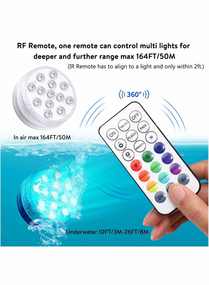 Submersible LED Lights with Strong Magnet, Suction Cup, RF Remote, 13 Underwater Led Pool IP68 Waterproof, Battery Operated Pond Light for Bathtub, Shower, Hot Tub, Party - Image 4