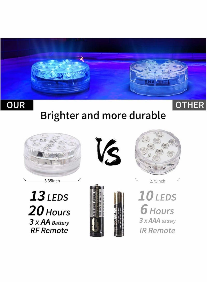 Submersible LED Lights with Strong Magnet, Suction Cup, RF Remote, 13 Underwater Led Pool IP68 Waterproof, Battery Operated Pond Light for Bathtub, Shower, Hot Tub, Party - Image 3