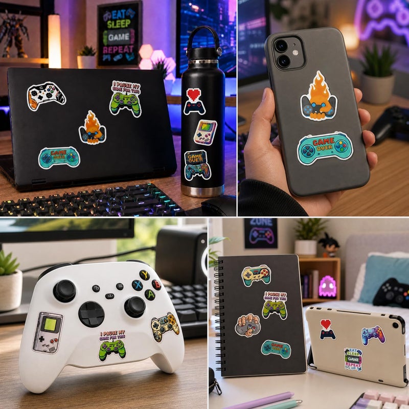 QTL Waterproof Video Game Vinyl Stickers Pack for Laptop Scrapbooking (100 Pcs Game Style) - Image 2