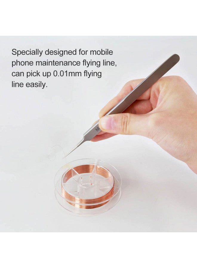 Meta Online LLC Ultra Fine Tweezers Straight Tip Non Magnetic Tweezers Precision Stainless Steel Titanium Alloy ESD Safe Micro Soldering Tweezers Motherboard Work For iPhone iPad German  - Image 2