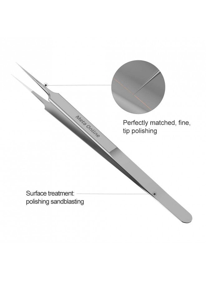 Meta Online LLC Ultra Fine Tweezers Straight Tip Non Magnetic Tweezers Precision Stainless Steel Titanium Alloy ESD Safe Micro Soldering Tweezers Motherboard Work For iPhone iPad German  - Image 3