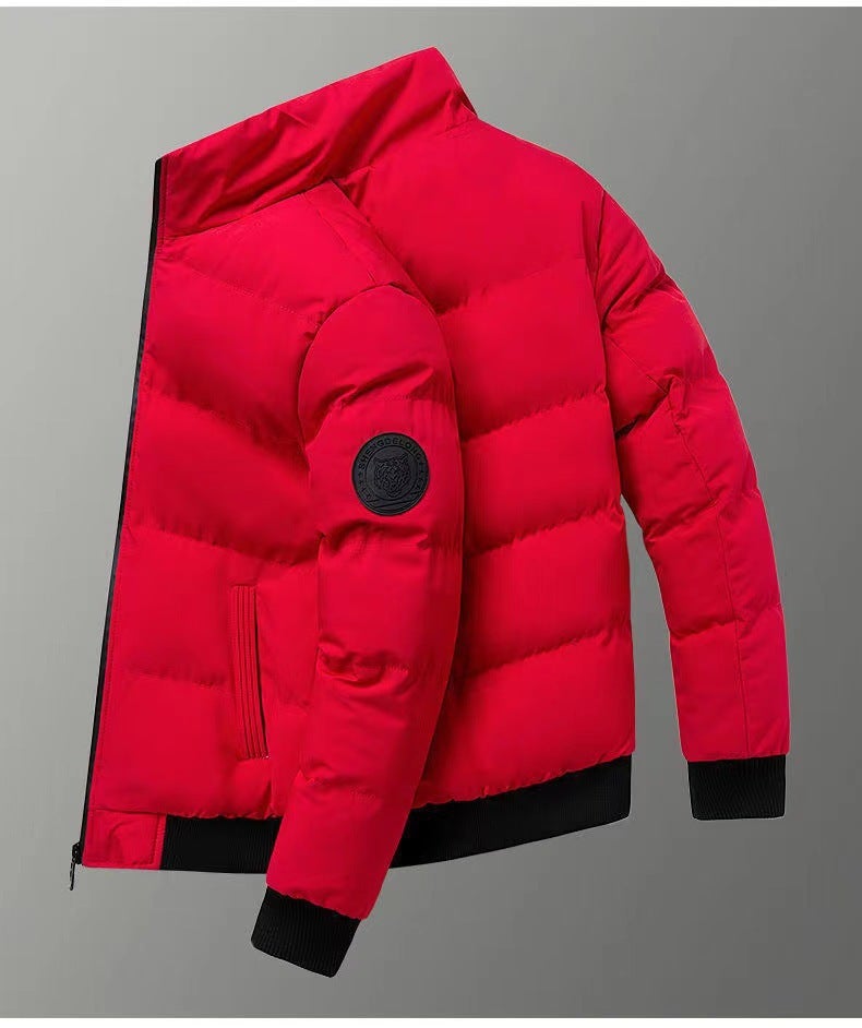 Mens Autumn and Winter Jacket 2023 New Cotton Coat Trendy Winter Clothing with Fleece Thickened down Cotton Jacket Jinjiang Cotton Coat Grey - Image 2