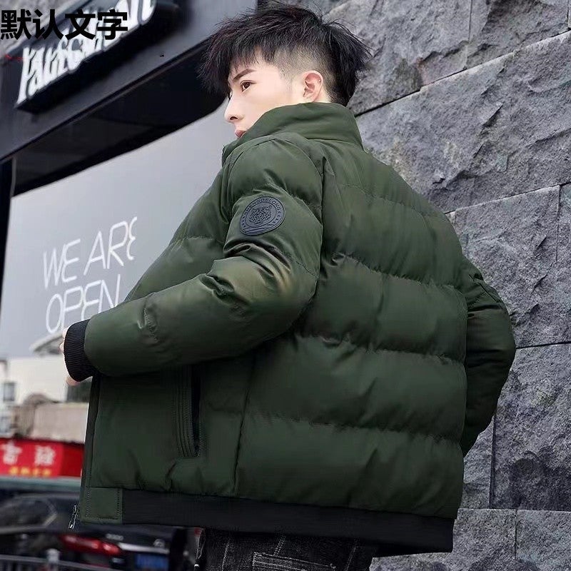 Mens Autumn and Winter Jacket 2023 New Cotton Coat Trendy Winter Clothing with Fleece Thickened down Cotton Jacket Jinjiang Cotton Coat Grey - Image 5