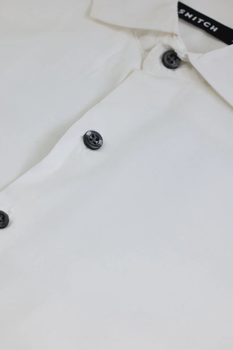 SNITCH White Solid Long Sleeve Slim Fit Formal Shirt