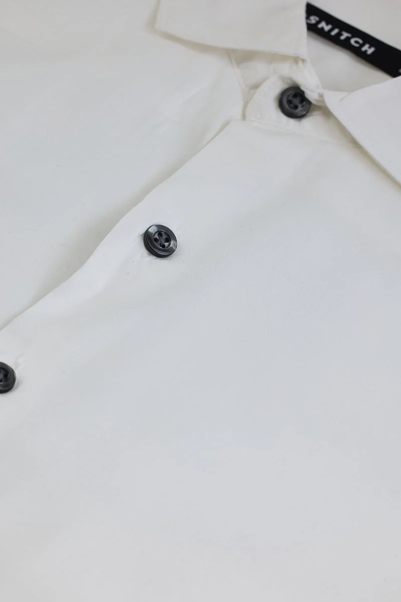 SNITCH White Solid Long Sleeve Slim Fit Formal Shirt