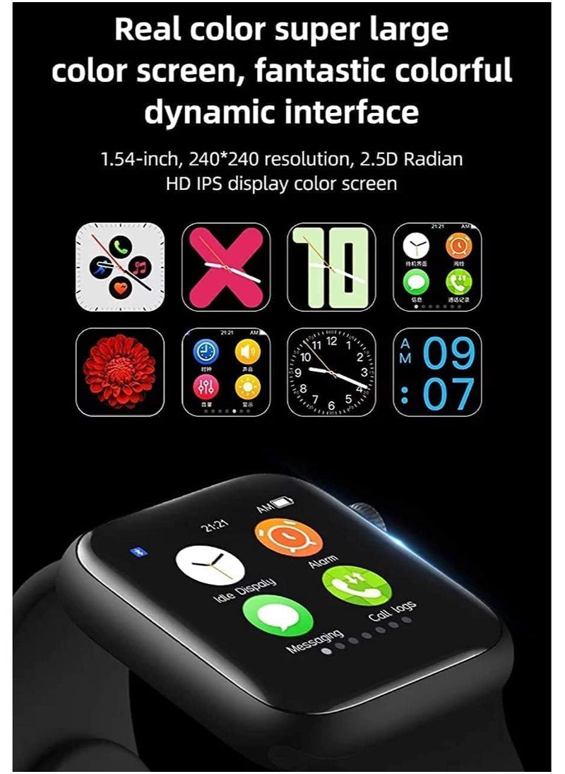 BJollys - T500 Smart Watch Bluetooth Call And Waterproof Fitness Tracker ECG Heart Rate Monitor Smartwatch for Android and iOS Mobile Phone (Black) - Image 1