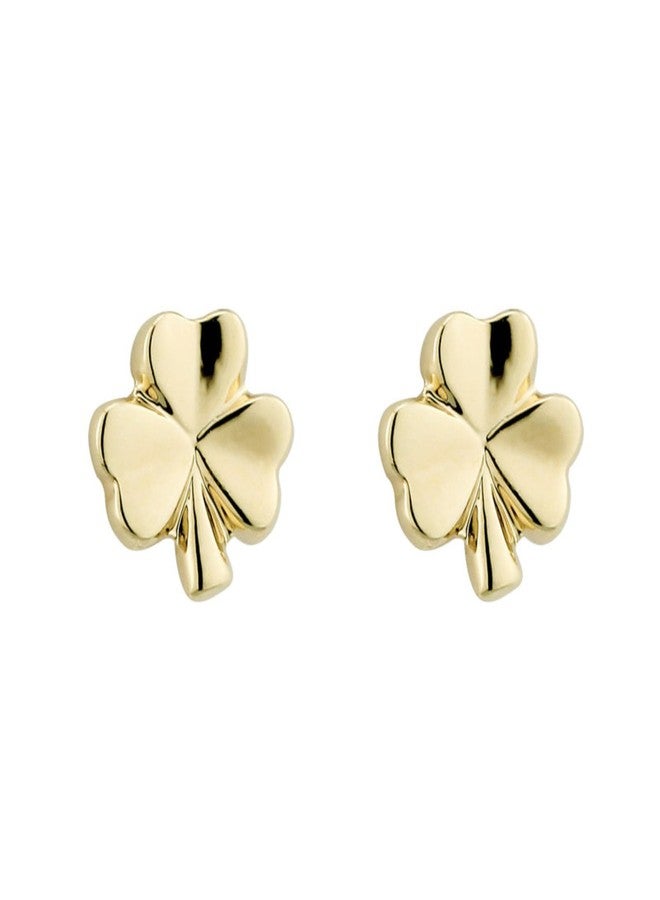 Biddy Murphy, Irish Shamrock Gold Earrings for Women, 10k Gold-Pated Studs, Lucky Celtic Jewelry, Small, Made in Ireland by Artisan Jewelers - Image 1