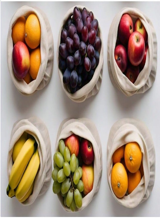 WUD 6 Muslin Cotton Cloth Bags for Vegetables, for Storing Vegetables in Fridge, Size 11 x 9.5 inch. - Image 5